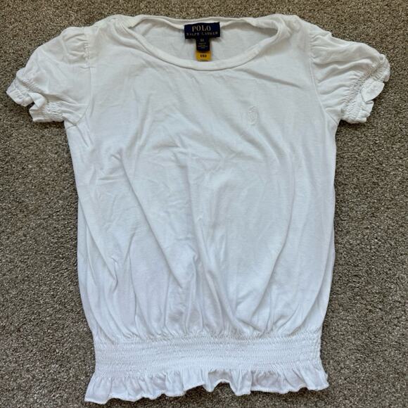 Ralph Lauren Girls Smocked White Blouse Top Sz 6 - Picture 1 of 4